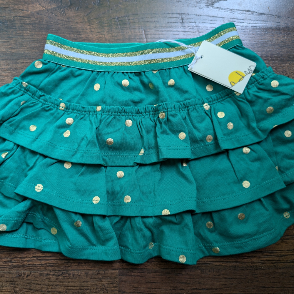 Mini Boden Green Bubble Tiered Skirt